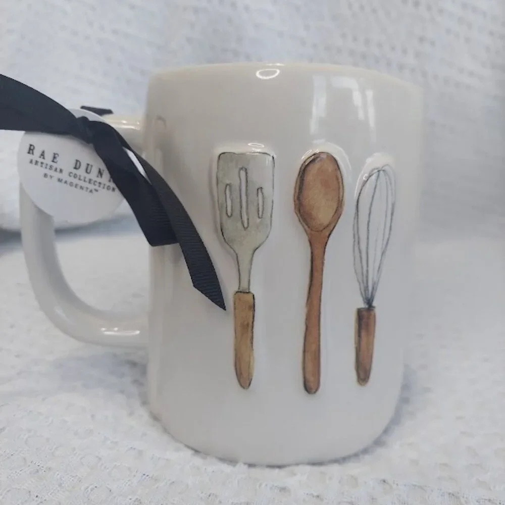 Rae Dunn YES‎ CHEF Utensil Mug Spatula Spoon Whisk Farmhouse Kitchen Decor NEW